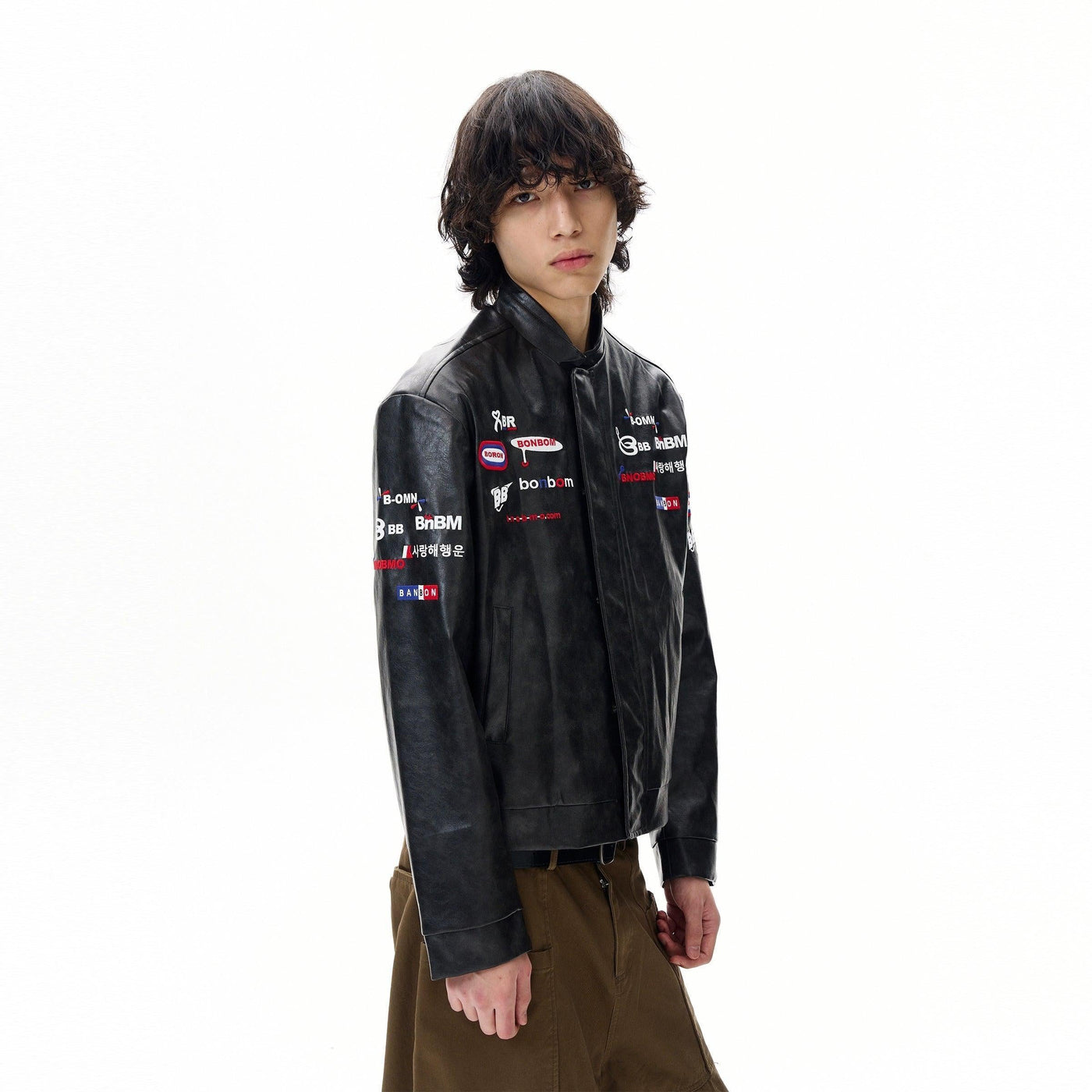 Racing Style PU Leather Jacket Korean Street Fashion Jacket By 77Flight Shop Online at OH Vault