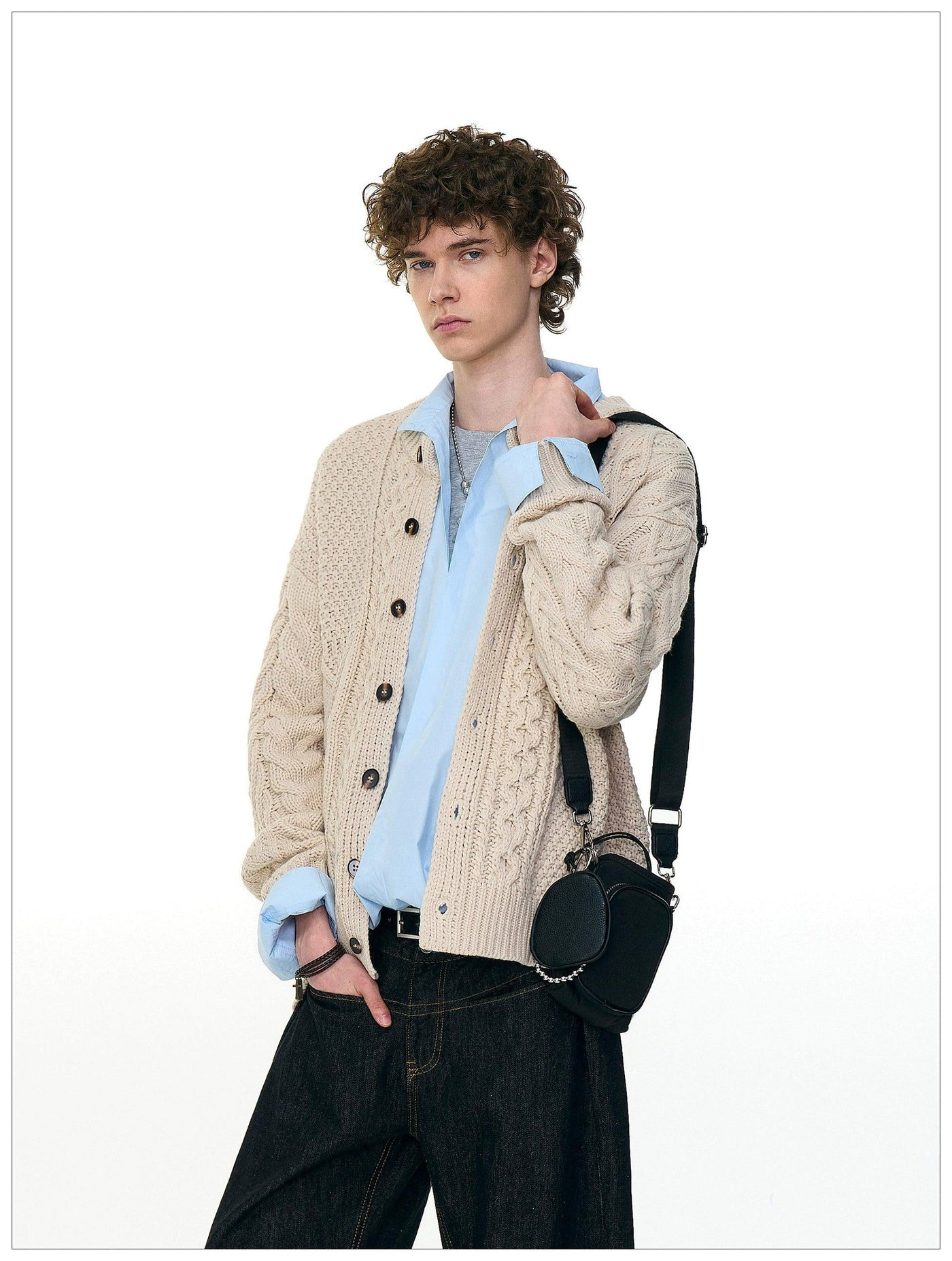 Mix Patterns Buttoned Cardigan Korean Street Fashion Cardigan By Mr Nearly Shop Online at OH Vault