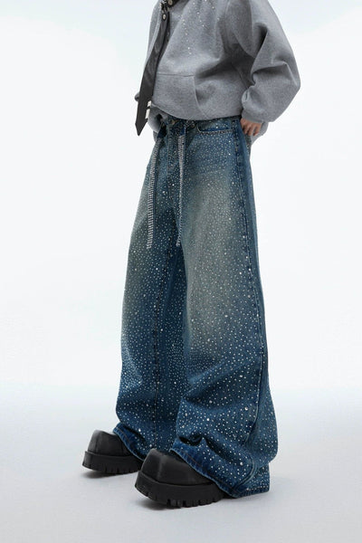 Rhinestone Detail Faded Jeans Korean Street Fashion Jeans By Argue Culture Shop Online at OH Vault