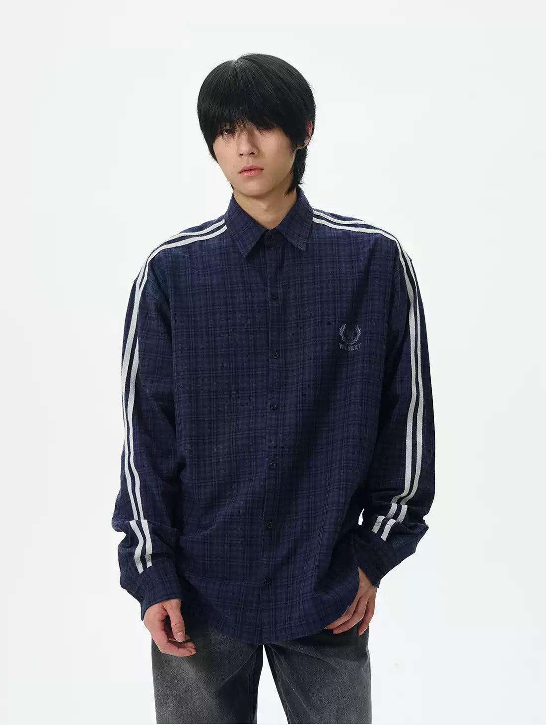 Side Bar Plaid Shirt Korean Street Fashion Shirt By 77Flight Shop Online at OH Vault