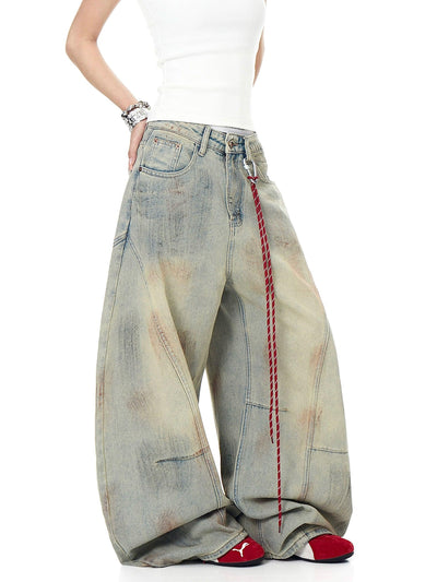 Faded Curved Cut Jeans Korean Street Fashion Jeans By Blacklists Shop Online at OH Vault