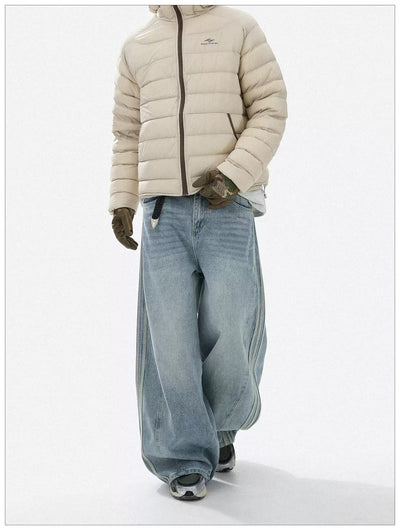 Washed Bar Stripes Jeans Korean Street Fashion Jeans By Mr Nearly Shop Online at OH Vault