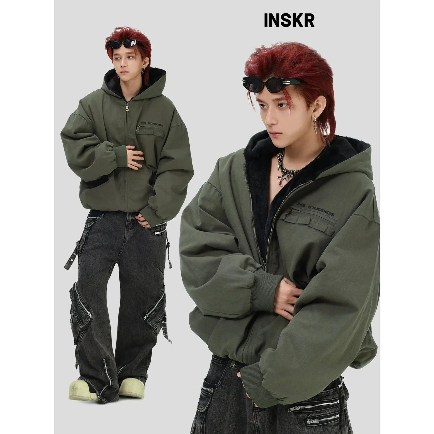 Fleece Lining Oversized Jacket Korean Street Fashion Jacket By INS Korea Shop Online at OH Vault