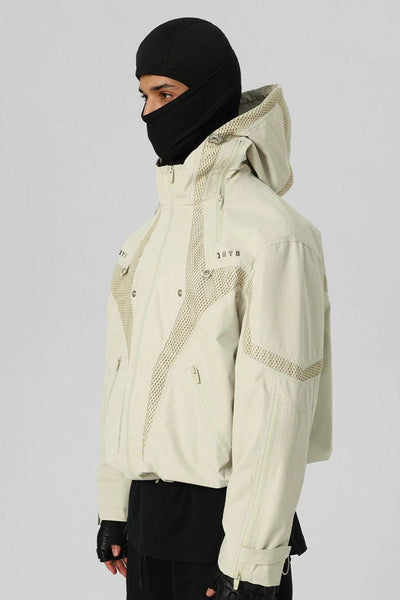 Spliced Mesh Hooded Bomber Jacket Korean Street Fashion Jacket By JHYQ Shop Online at OH Vault