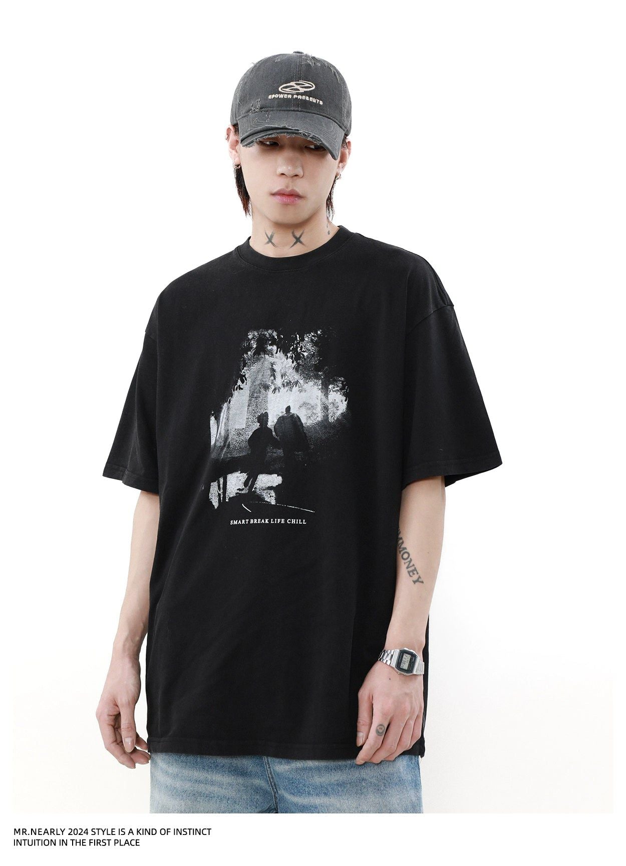 Portrait Print T-Shirt Korean Street Fashion T-Shirt By Mr Nearly Shop Online at OH Vault