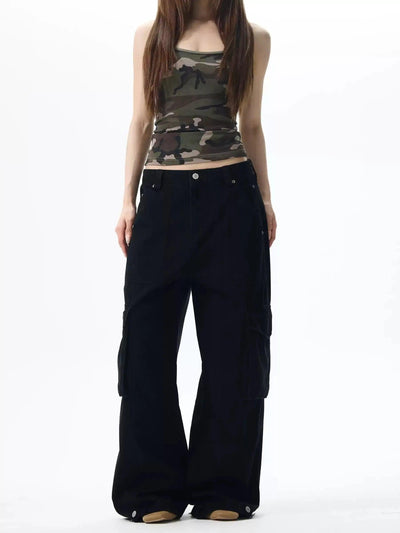 Solid Comfy Cargo Pants Korean Street Fashion Pants By 77Flight Shop Online at OH Vault