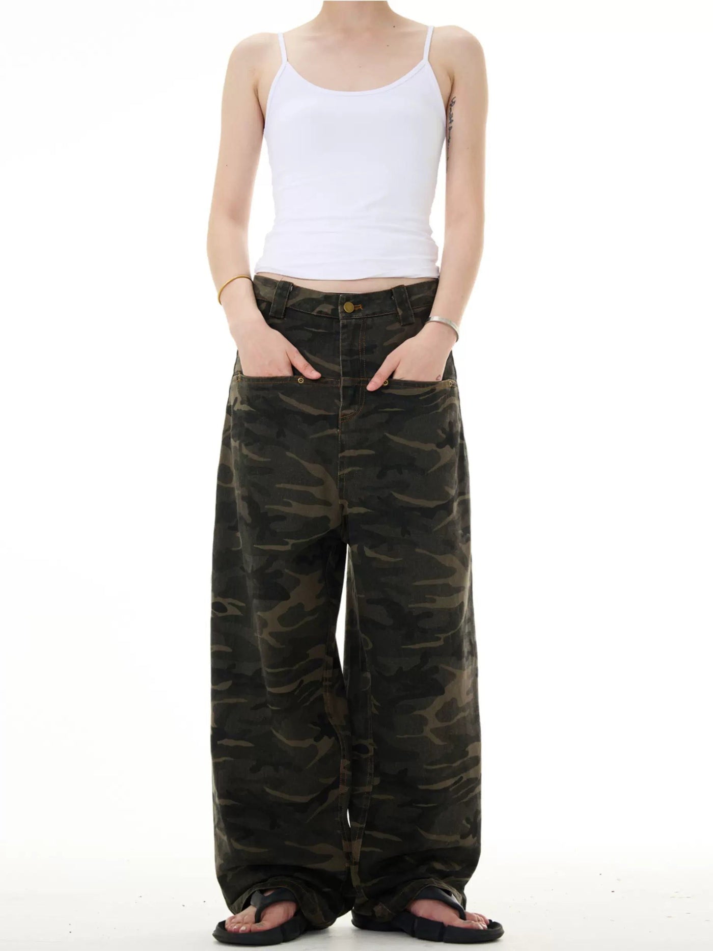 Front Pocket Camouflage Jeans Korean Street Fashion Jeans By Mad Witch Shop Online at OH Vault