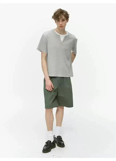 Layered Solid Neat T-Shirt Korean Street Fashion T-Shirt By Country Moment Shop Online at OH Vault
