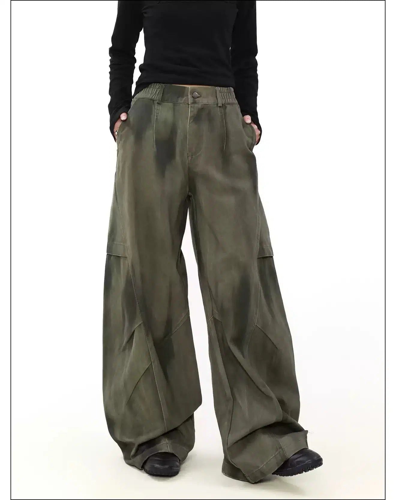 Washed Pleats Wide Cargo Pants Korean Street Fashion Pants By Mr Nearly Shop Online at OH Vault