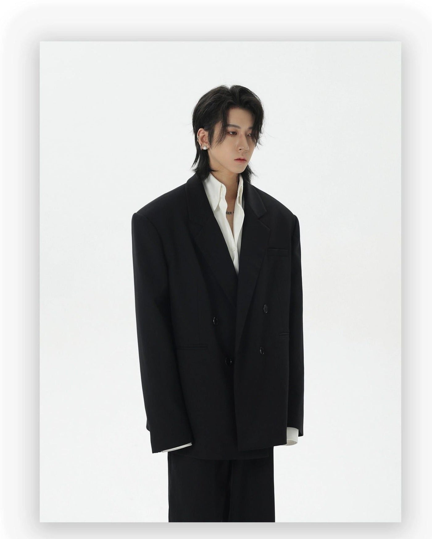Buttoned Wide Shoulder Blazer Korean Street Fashion Blazer By HARH Shop Online at OH Vault