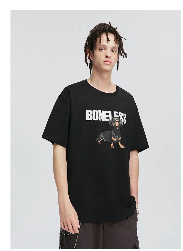 Daschund Graphic Logo T-Shirt Korean Street Fashion T-Shirt By Boneless Shop Online at OH Vault