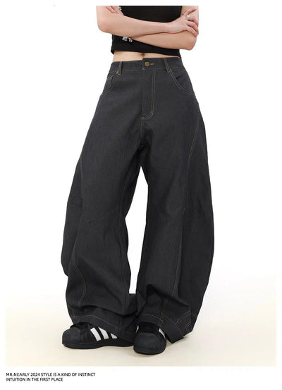 Wide Curved Inverted Jeans Korean Street Fashion Jeans By Mr Nearly Shop Online at OH Vault