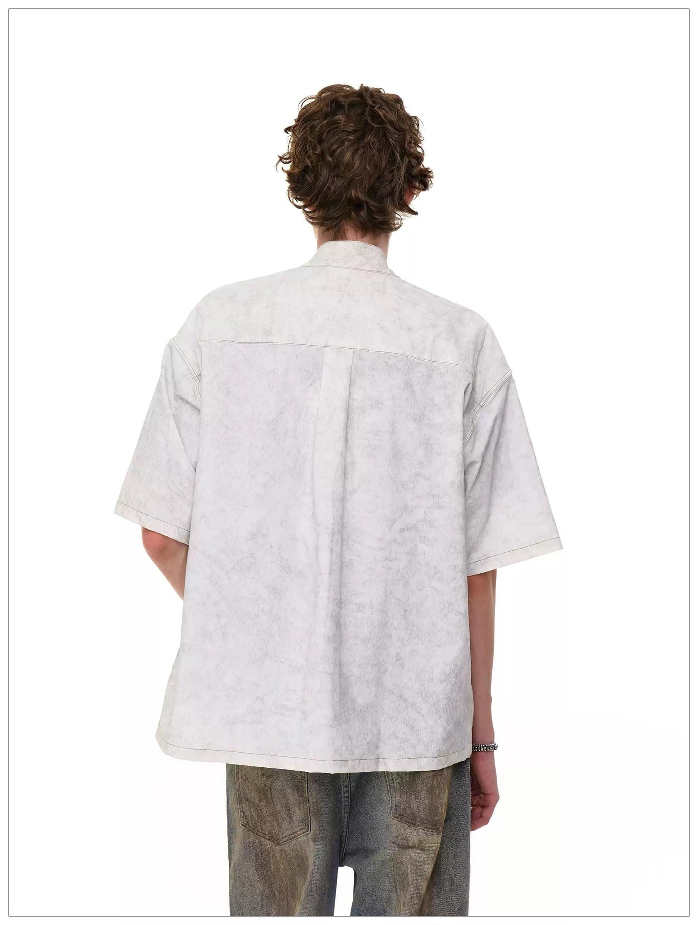 Contrast Lined Snap Buttoned Shirt Korean Street Fashion Shirt By Mr Nearly Shop Online at OH Vault