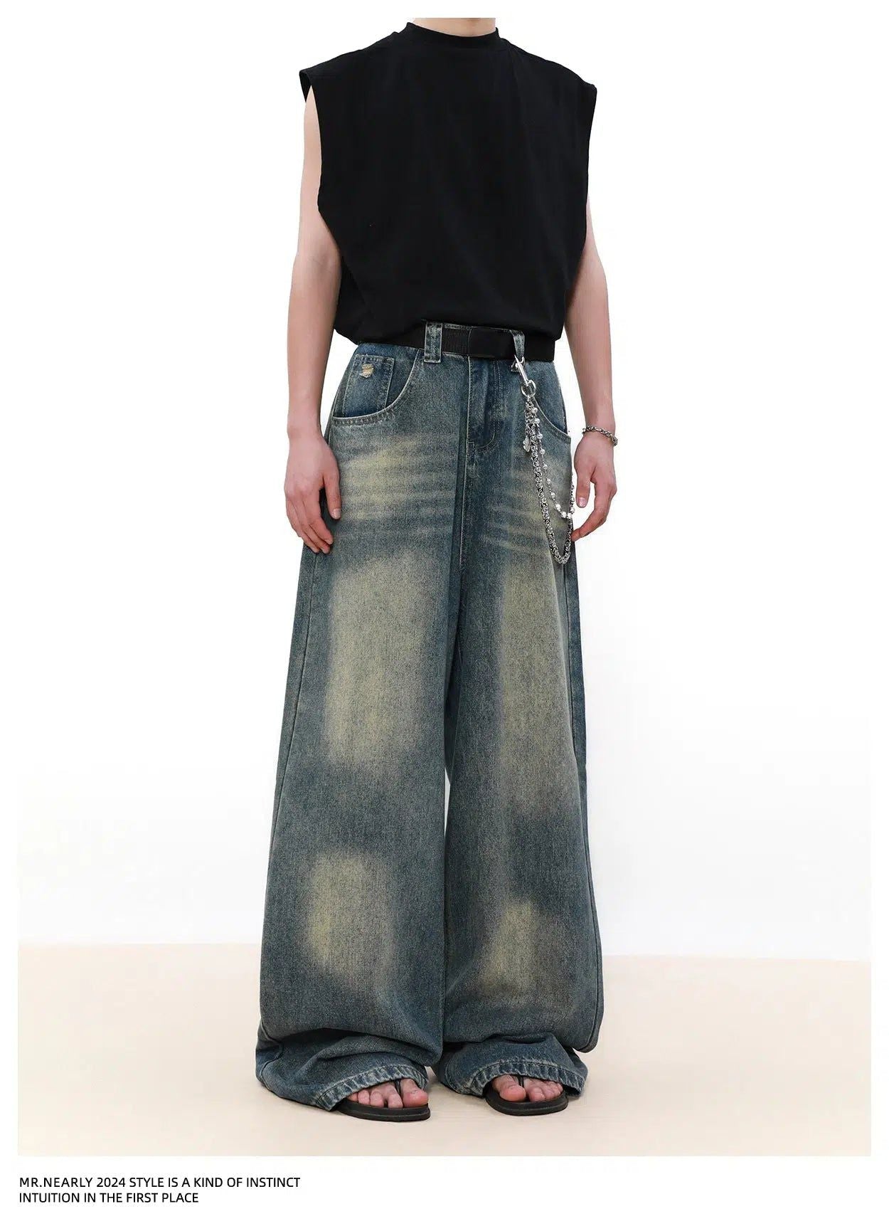 Washed Wide Cut Jeans Korean Street Fashion Jeans By Mr Nearly Shop Online at OH Vault