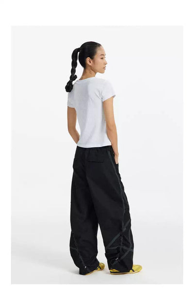 Line Contrast Buttoned Pants Korean Street Fashion Pants By Conp Conp Shop Online at OH Vault