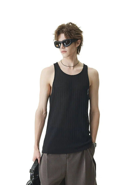 Basic Textured Pattern Tank Top Korean Street Fashion Tank Top By Cro World Shop Online at OH Vault