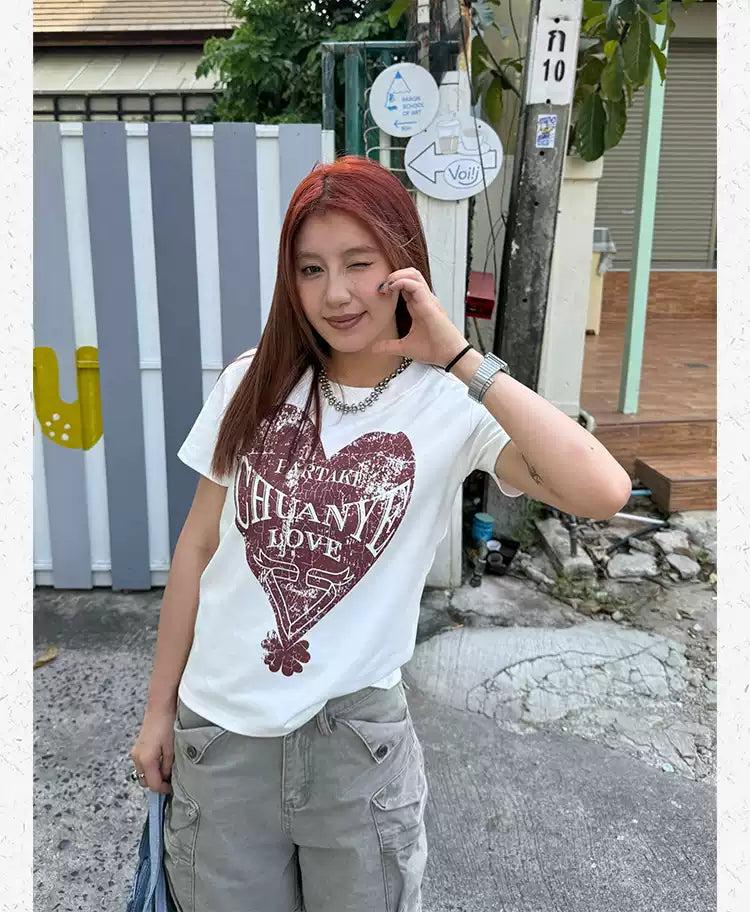 Graphic Print Cropped T-Shirt Korean Street Fashion T-Shirt By Made Extreme Shop Online at OH Vault