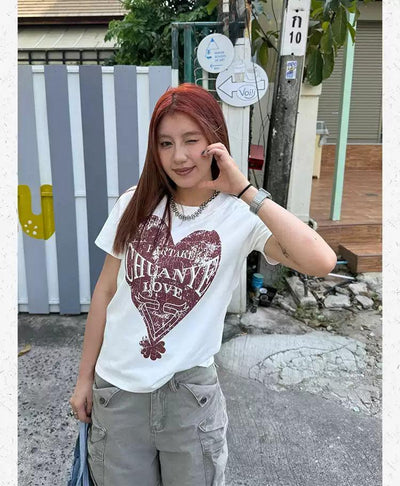 Graphic Print Cropped T-Shirt Korean Street Fashion T-Shirt By Made Extreme Shop Online at OH Vault