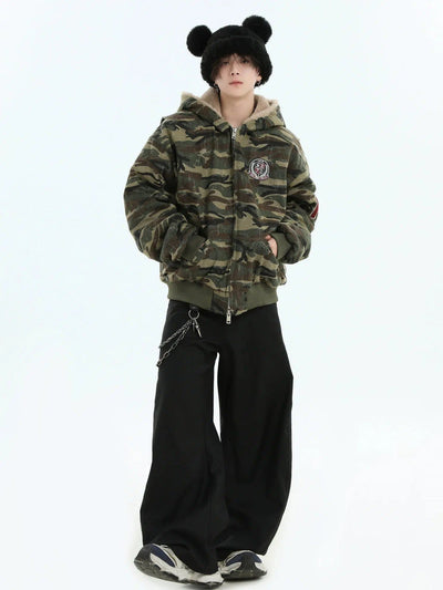 Distressed Camo Puffer Jacket Korean Street Fashion Jacket By INS Korea Shop Online at OH Vault