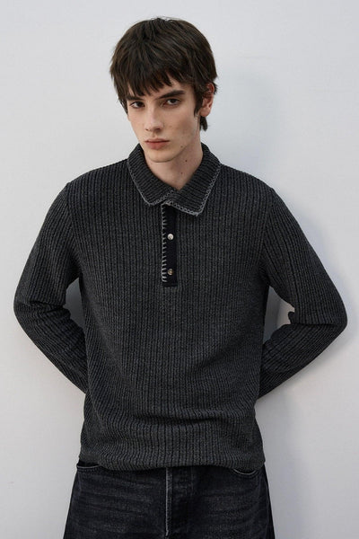 Collared and Textured Sweater Korean Street Fashion Sweater By MaxDstr Shop Online at OH Vault