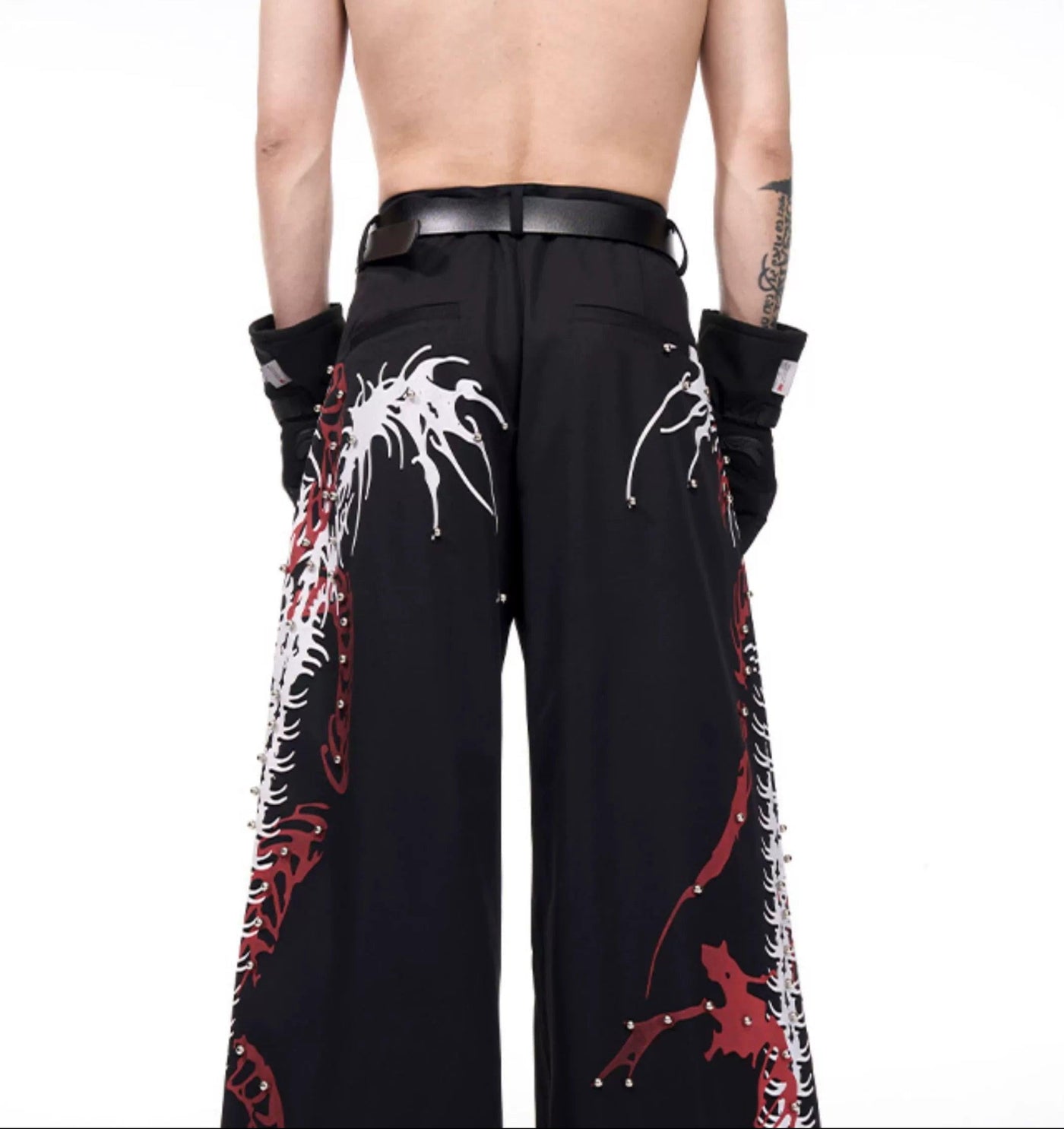 Spine Contrast Print Pants Korean Street Fashion Pants By Slim Black Shop Online at OH Vault