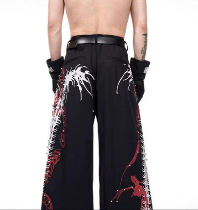 Spine Contrast Print Pants Korean Street Fashion Pants By Slim Black Shop Online at OH Vault