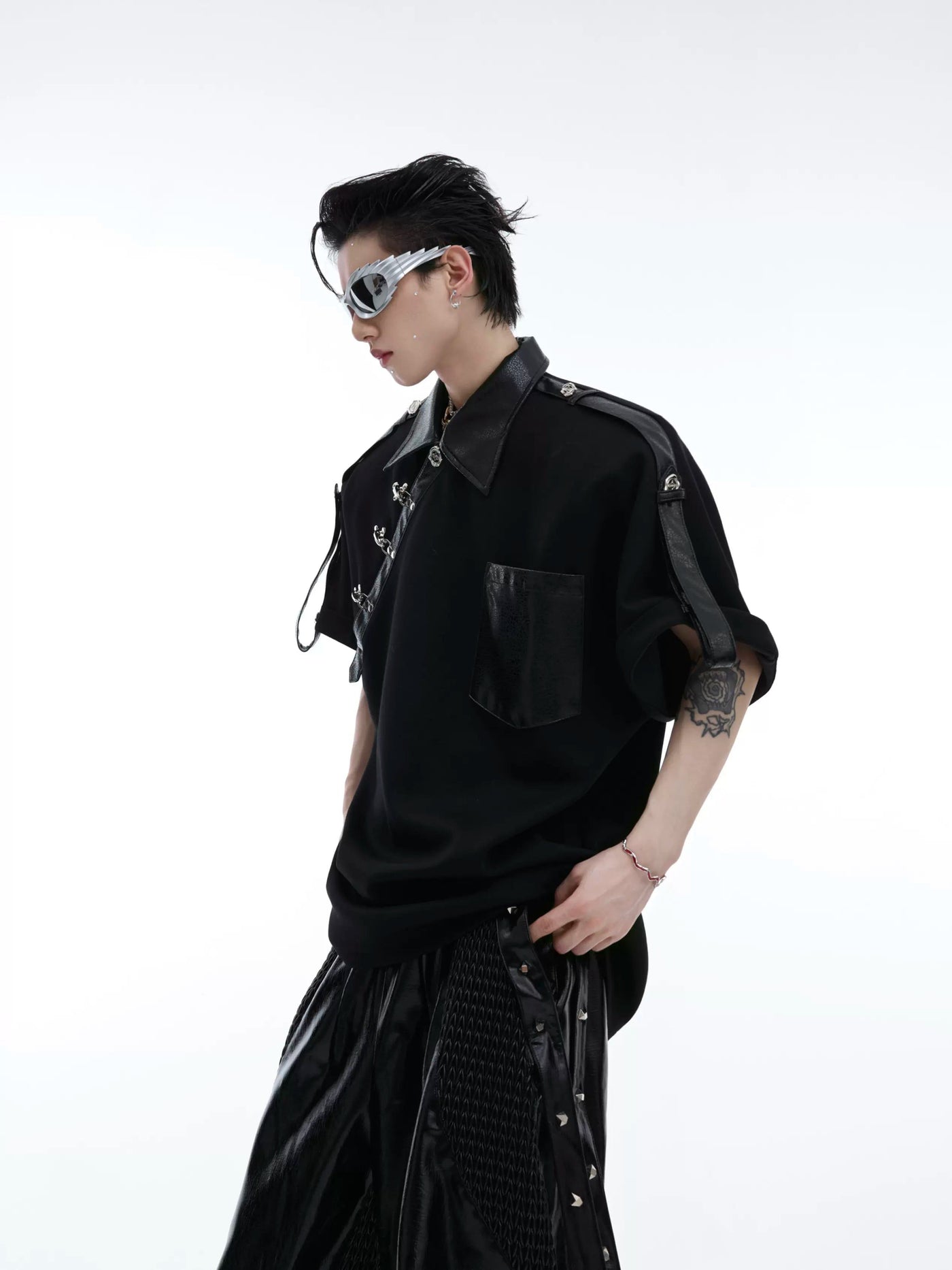 Asian Style Metal Link Shirt Korean Street Fashion Shirt By Argue Culture Shop Online at OH Vault