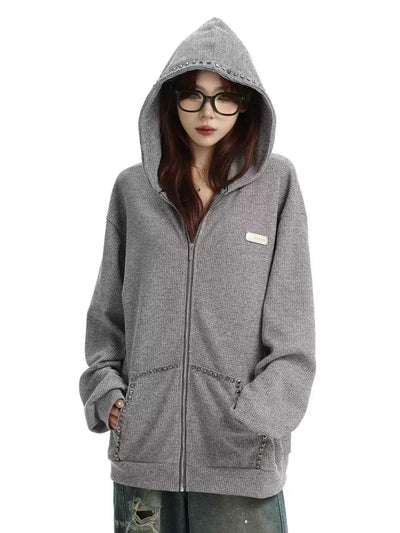 Textured Oversized Fit Hooded Jacket Korean Street Fashion Jacket By INS Korea Shop Online at OH Vault