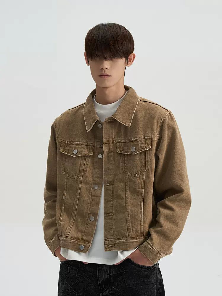 Boxy Acid Washed Denim Jacket Korean Street Fashion Jacket By A PUEE Shop Online at OH Vault