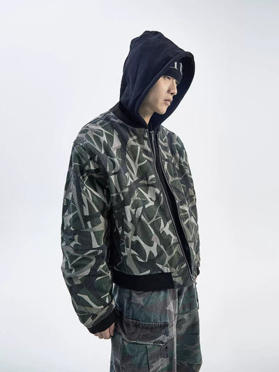 Layered Camouflage Hooded Jacket Korean Street Fashion Jacket By Ash Dark Shop Online at OH Vault