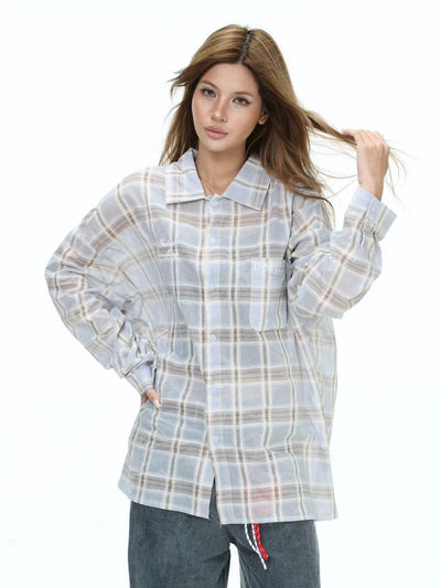 Thin Relax Fit Checkered Shirt Korean Street Fashion Shirt By INS Korea Shop Online at OH Vault
