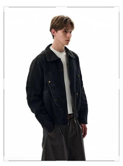 Ribbed Hem Seamed Jacket