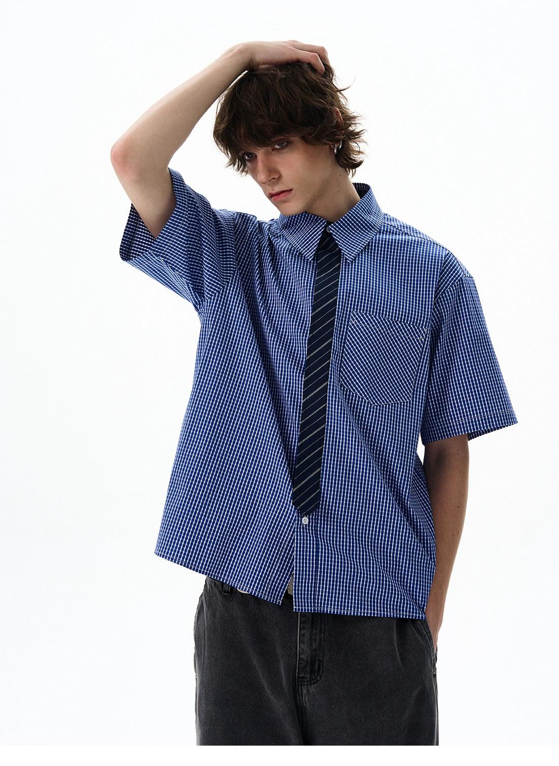 Classic Gingham Short Sleeve Shirt Korean Street Fashion Shirt By 77Flight Shop Online at OH Vault