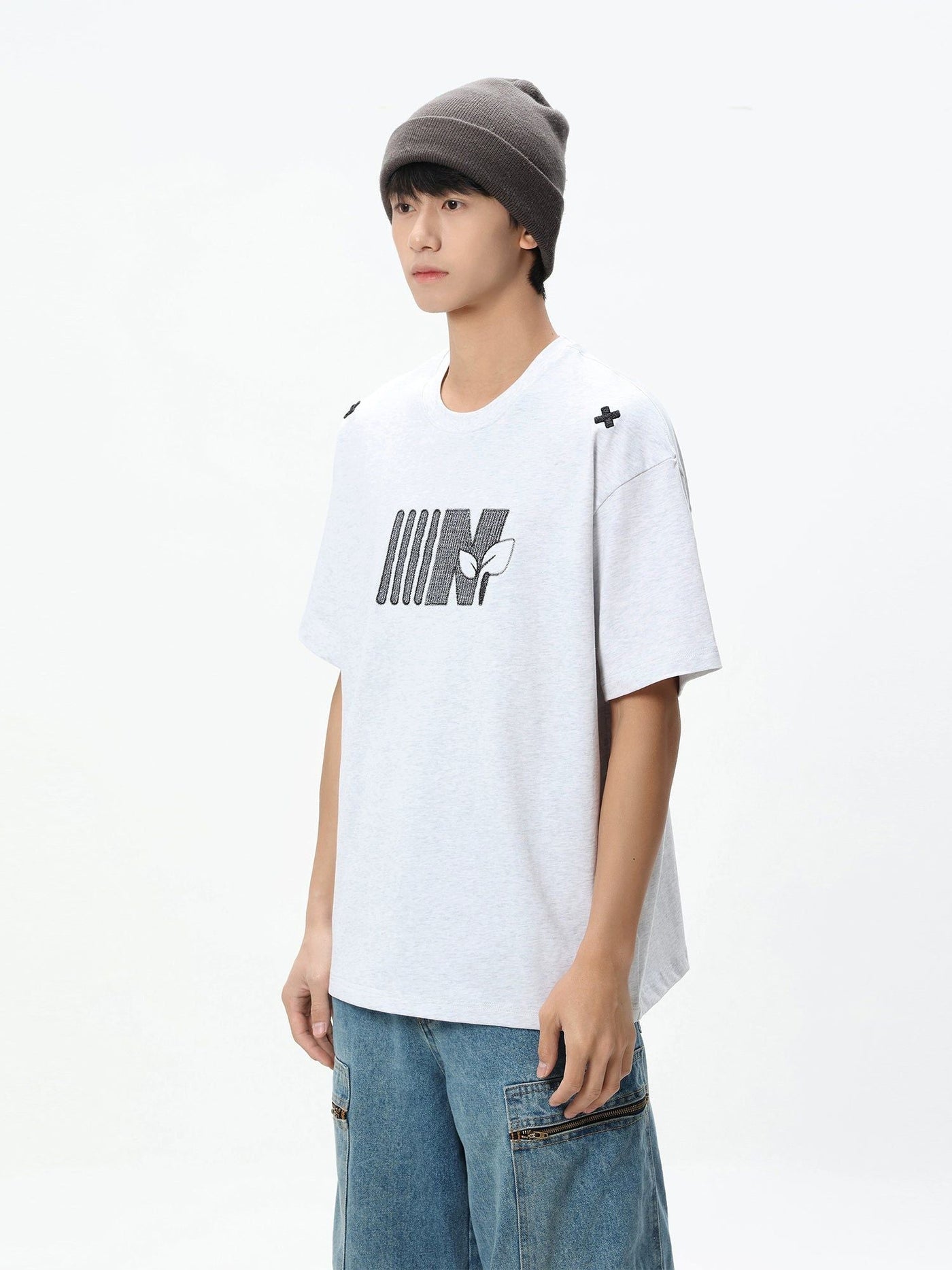 Stitching Logo Detail T-Shirt Korean Street Fashion T-Shirt By Jump Next Shop Online at OH Vault