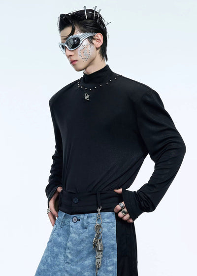 Neck Metal Circles Mockneck Korean Street Fashion Mockneck By Argue Culture Shop Online at OH Vault