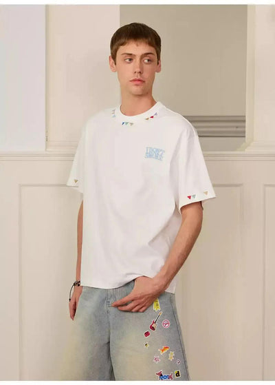 Logo Embroidery Clean Fit T-Shirt Korean Street Fashion T-Shirt By Donsmoke Shop Online at OH Vault