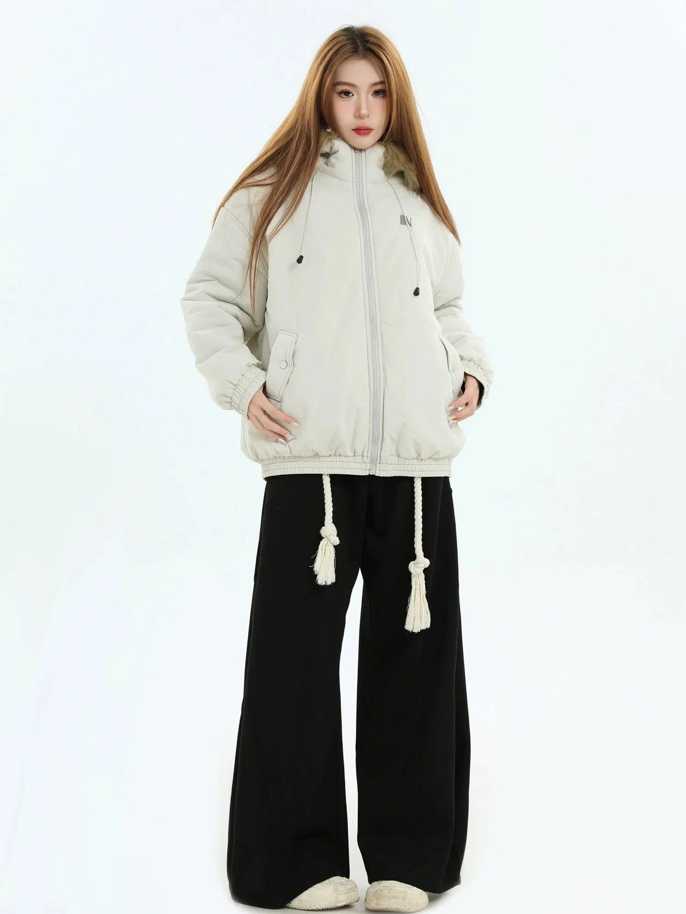 Fur Collar Hooded Jacket Korean Street Fashion Jacket By INS Korea Shop Online at OH Vault