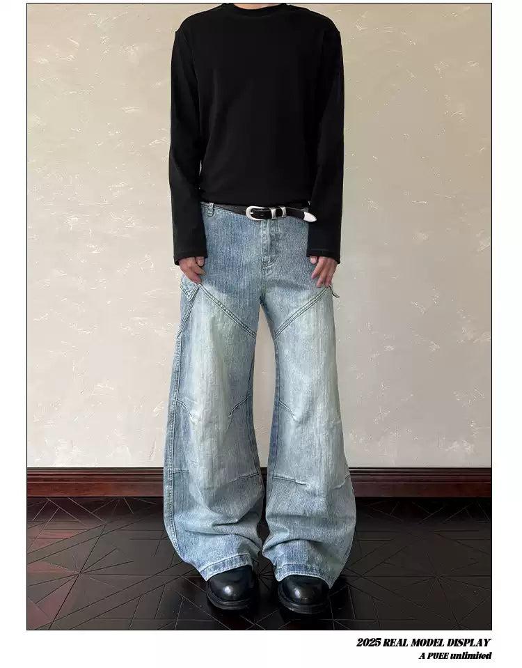 Acid Washed Seamed Jeans Korean Street Fashion Jeans By A PUEE Shop Online at OH Vault