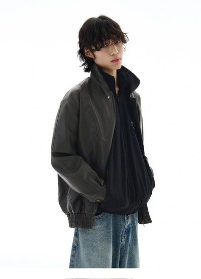 Structured PU Leather Jacket Korean Street Fashion Jacket By 77Flight Shop Online at OH Vault