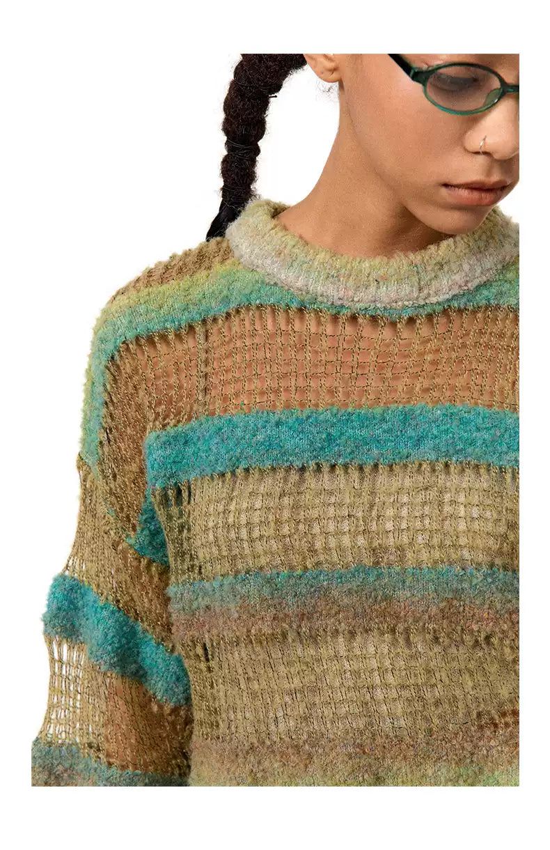 Striped Color Textured Sweater Korean Street Fashion Sweater By Conp Conp Shop Online at OH Vault