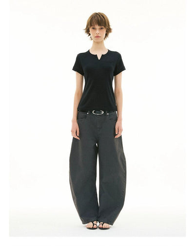 Basic Slim Fit V-Neck T-Shirt Korean Street Fashion T-Shirt By Funky Fun Shop Online at OH Vault