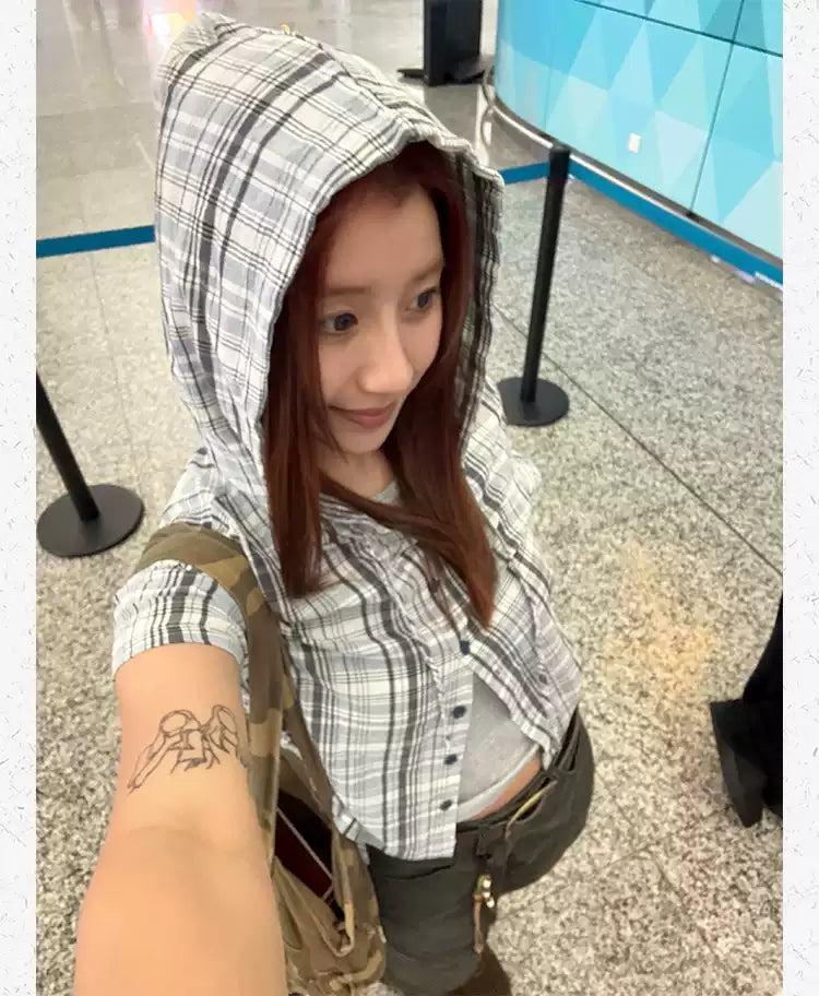 Plaid Pattern Hooded Shirt Korean Street Fashion Shirt By Made Extreme Shop Online at OH Vault