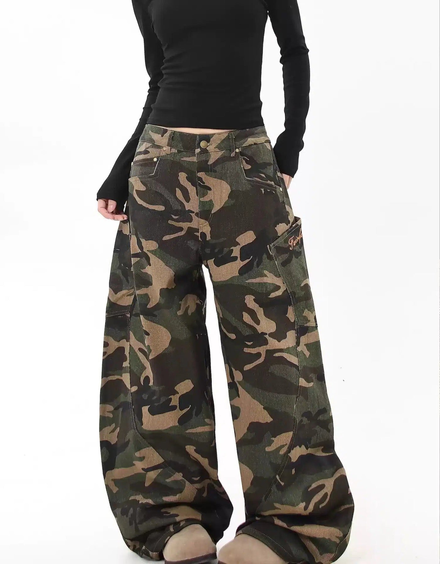 Lettered Camouflage Cargo Pants Korean Street Fashion Pants By Blacklists Shop Online at OH Vault