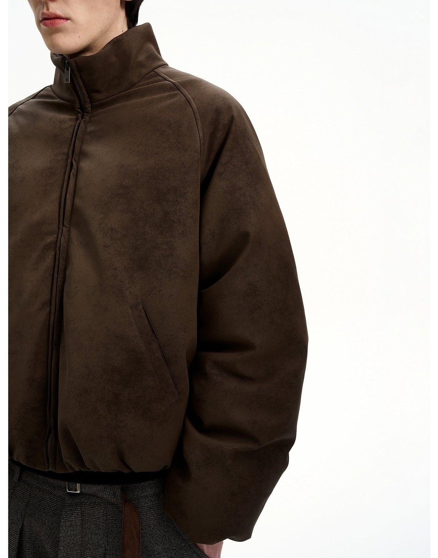 Micro Suede Padded Bomber Jacket Korean Street Fashion Jacket By MaxDstr Shop Online at OH Vault