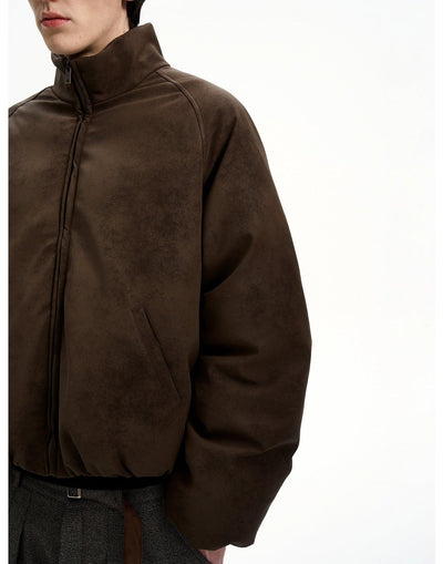 Micro Suede Padded Bomber Jacket Korean Street Fashion Jacket By MaxDstr Shop Online at OH Vault