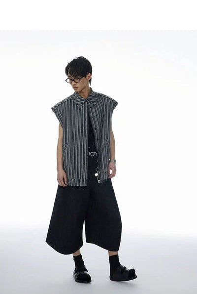 Buttoned Striped Vest Korean Street Fashion Vest By Cro World Shop Online at OH Vault