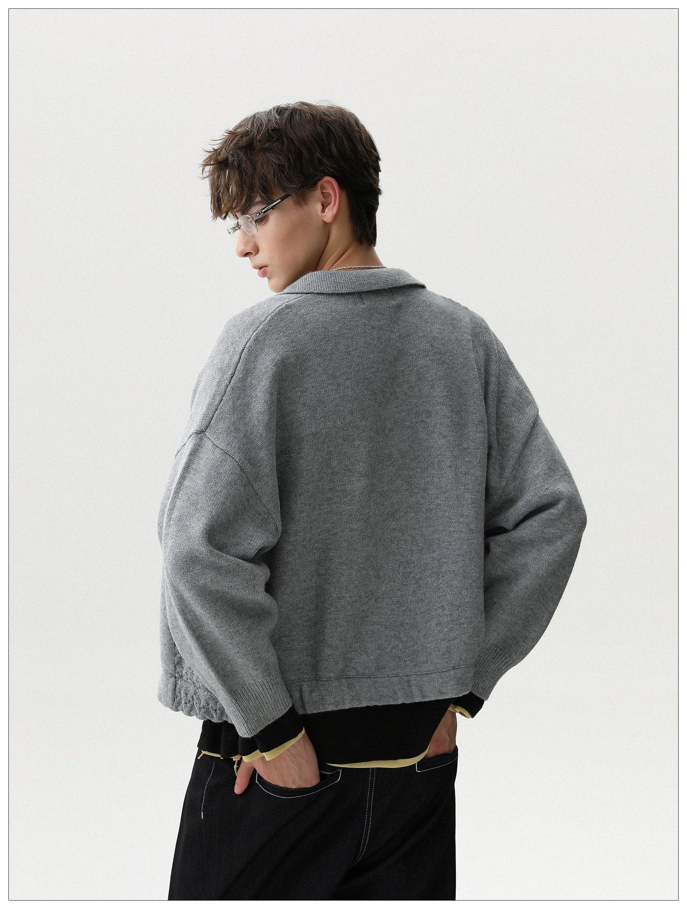Patterned Splice Knit Jacket Korean Street Fashion Jacket By Mr Nearly Shop Online at OH Vault