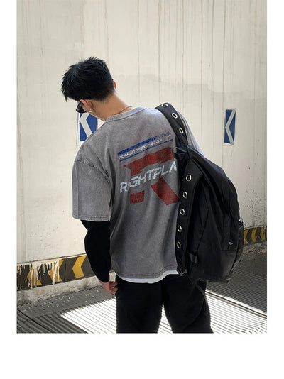 Distressed Letters T-Shirt Korean Street Fashion T-Shirt By Poikilotherm Shop Online at OH Vault