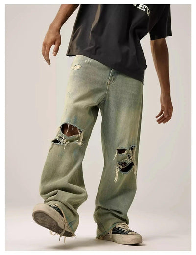 Sand Wash Ripped Knee Jeans Korean Street Fashion Jeans By Remedy Shop Online at OH Vault