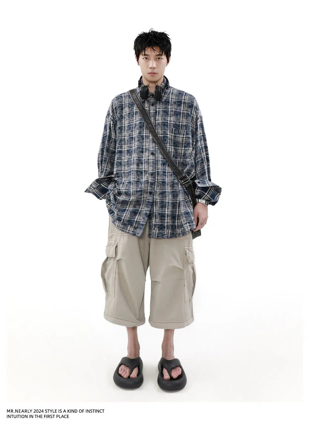 Distressed Plaid Shirt Korean Street Fashion Shirt By Mr Nearly Shop Online at OH Vault